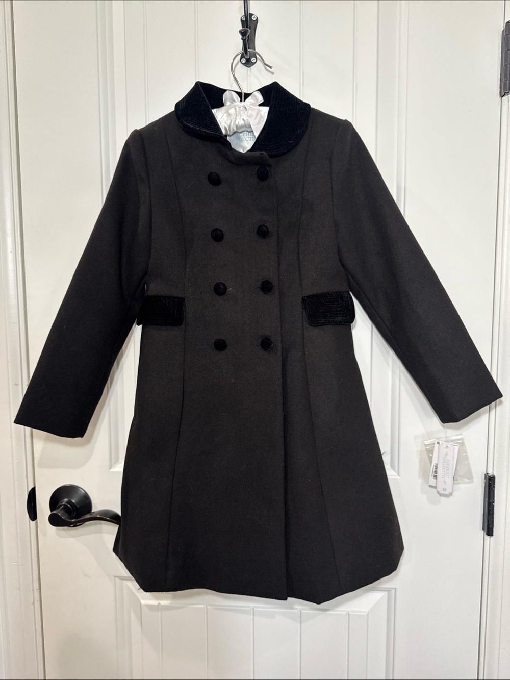 Edgehill Collection Black Double-Breasted Pea Coat for Kids